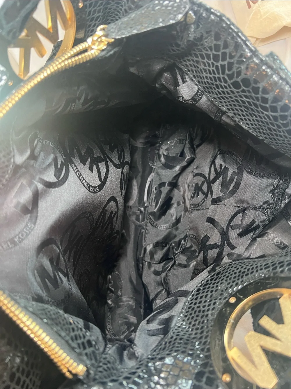 Michael Kors Black Snake Skin Tote
